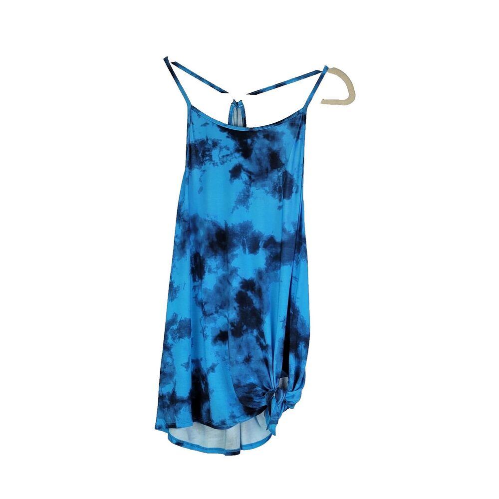 Citrus Racerback Cami Tank Top Tie-Dye Blue Black Side Tie Detail sz XL NWT $74